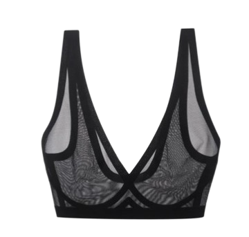 Breathable Black Mesh Bralette – Seamless, No Wire