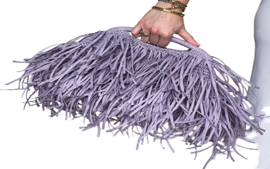 Lilac Fringe Clutch