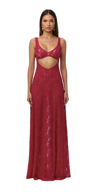 Stretch Lace Cutout Maxi Dress